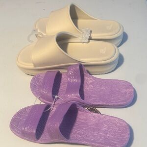wild fable Cream and Lavender Double-Strap Slide Sandals